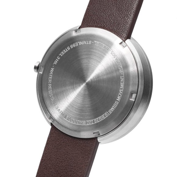 B202 SILVER/WHITE CALENDAR WATCH ON BROWN LEATHER - Picture 5 of 5